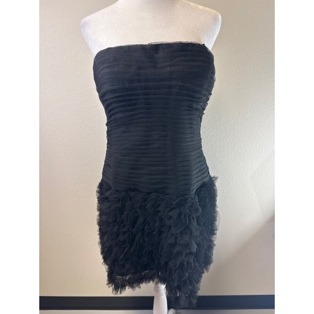 Adrianna Papell Black Formal Evening Corset Mini Dress Size 14 Strapless